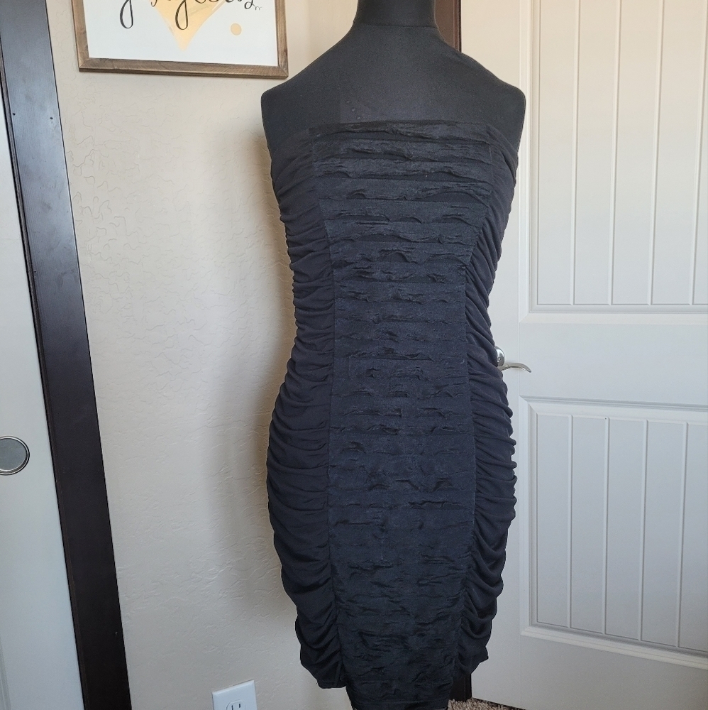 Studio Y black bodycon Y2K strepless mini dress - Picture 1 of 6